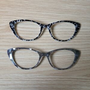 Pair Eyewear Ella Toppers, Lot Of 2. Black And White Flame And Silver Prismatic